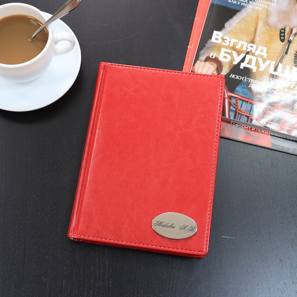 Набор ежедневник + ручка в подарочной коробке с гравировкой, цвет красный
