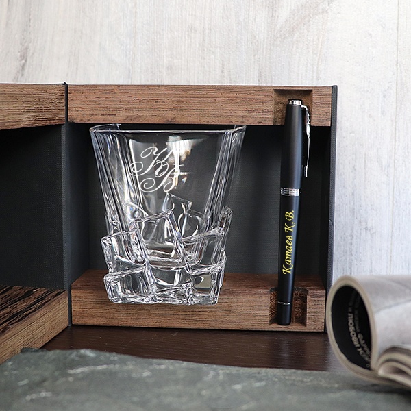 Подарочный набор стакан для виски и ручка Parker Макассар
