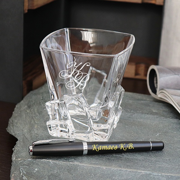 Подарочный набор стакан для виски и ручка Parker Макассар