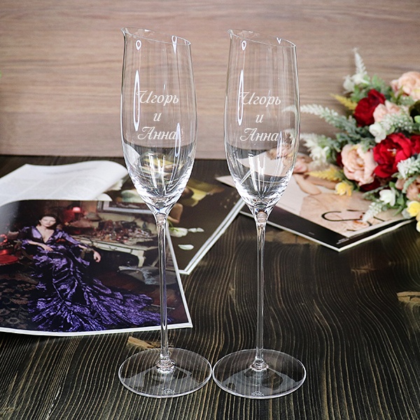 Набор бокалов для шампанского с гравировкой Каскад